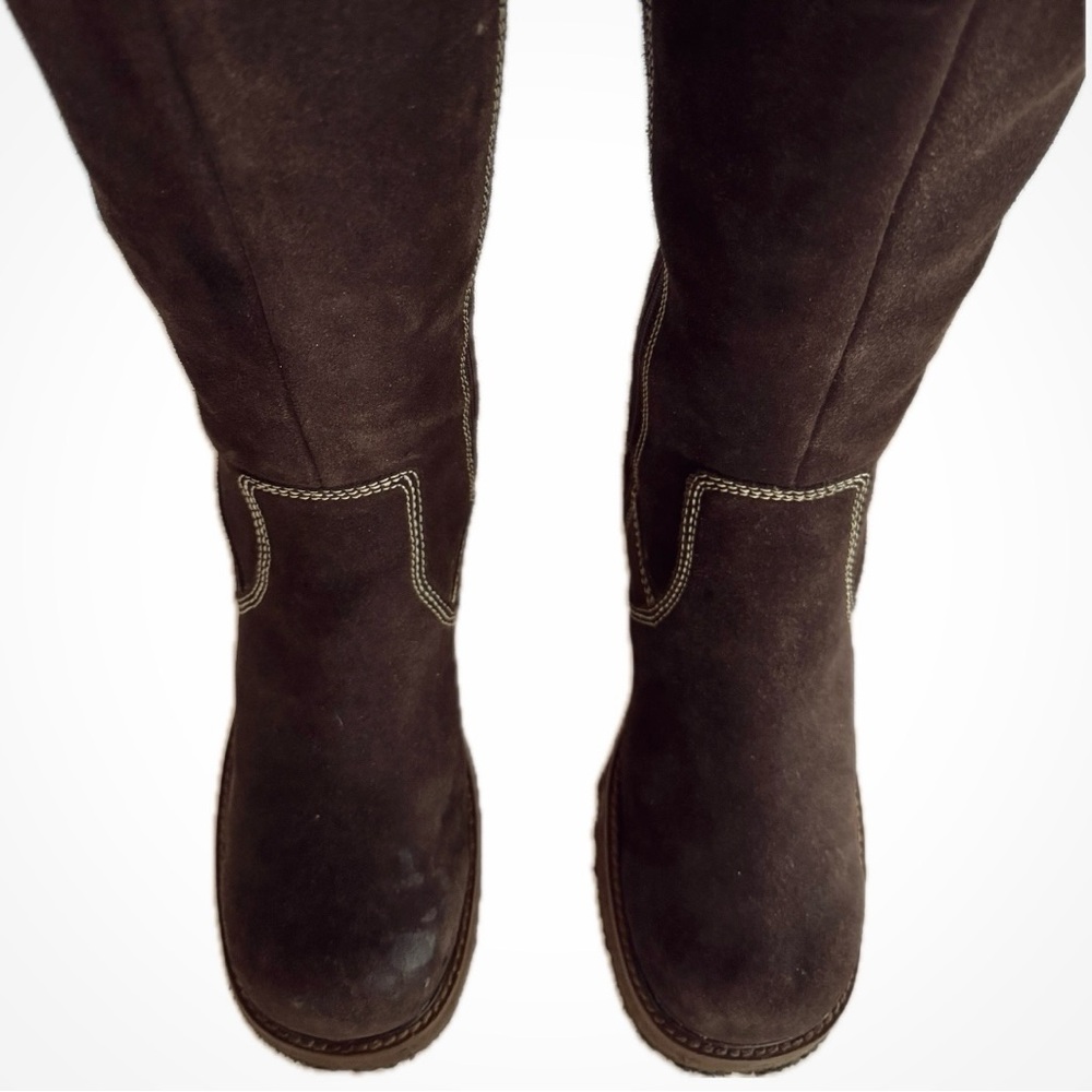 SOLD FRYE Vintage Rebel Zip Platform Chunky Square Toe Tall Brown Leather Boots - Picture 3 of 6